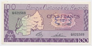 Rwanda, 100 Francs 1966