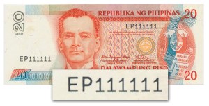 Philippines, 20 Piso 2007 - SOLID number - 111111