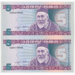 Litwa, 5 Litai 1993 - nierozcięte 2 sztuki