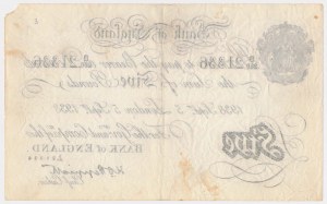 United Kingdom, Bank of England, 5 Pounds 1938 - counterfeit from Operation Bernhard
