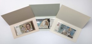 50 PLN 2006 JP II, 20 PLN 2009 Słowacki et Chopin - dans des dossiers NBP (3pc)