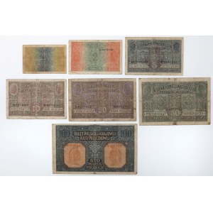 Zestaw 1/2 - 100 mkp 1916 jenerał/Generał (7szt)