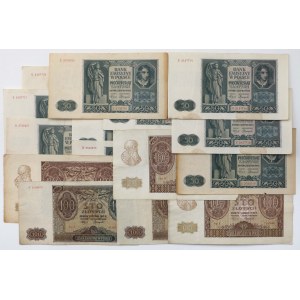 Okupacja, zestaw banknotów 1940-1941 (15szt)