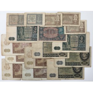 Okupacja, zestaw banknotów 1940-1941 + 10 mkp 1919 Sierpień (16szt)