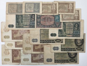 Occupation, série de billets 1940-1941 + 10 mkp 1919 août (16pcs)