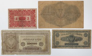 Ensemble de marques polonaises 1919-1923 + Częstochowa 5 roubles 1915 (4pc)