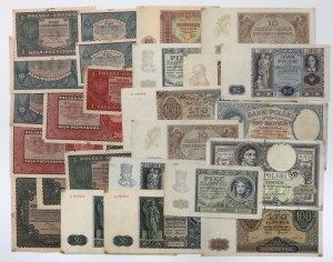 Ensemble de billets de banque polonais 1919-1946 (25 pièces)