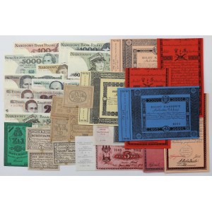 Zestaw banknotów PRL, 20 zł 1931 i reprodukcje banknotów (27szt)