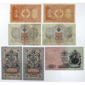 Rosja, 1, 3, 5 i 25 Rubli 1898-1909 - zestaw (7szt)