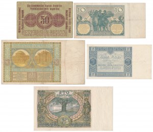 Lot de 5 - 100 zloty 1929-1934 + Poznan 50 kop 1916 (5 pièces)