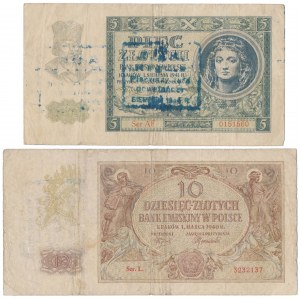 10 zł 1940 i 5 zł 1941 - ze stemplem A.K.REGUŁA (2szt)