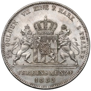 Bawaria, Maximilian II, 2 talary / 3-1/2 talara 1855, Monachium