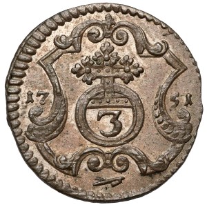August III Sas, 3 halerze 1751 FWóF, Drezno