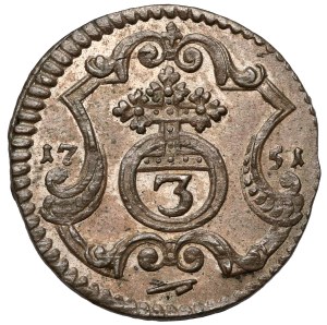 August III Sas, 3 haler 1751 FWóF, Dresden