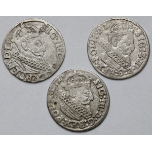 Zygmunt III Waza, Trojak Kraków 1621-1624 - zestaw (3szt)