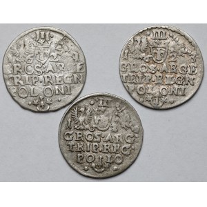 Zygmunt III Waza, Trojak Kraków 1621-1624 - zestaw (3szt)