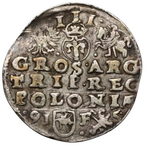 Zygmunt III Waza, Trojak Lublin 1595 - data rozstrzelona - popiersie 4