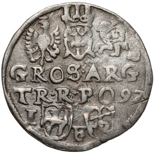 Zygmunt III Waza, Trojak Lublin 1597 - monogram w tarczy