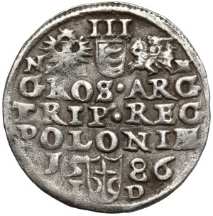 Stefan Batory, Trojak Olkusz 1586 - NH by the coats of arms