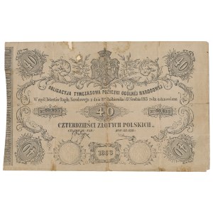 Powstanie Styczniowe, Pożyczka Ogólna Narodowa, Obligacja tymczasowa na 40 złotych 1863