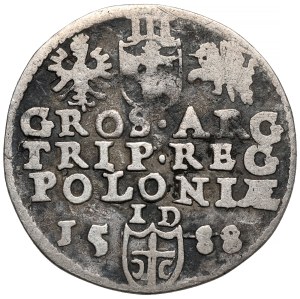 Sigismond III Vasa, Trojak Olkusz 1588 - grande tête - rare