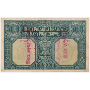500 mkp 1919 Styczeń - Dyrekcja PKKP - ze stemplem BEZ WARTOŚCI