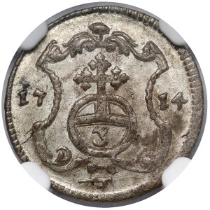 August II Mocny, 3 halerze 1714 ILH, Drezno