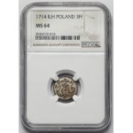 August II Mocny, 3 halerze 1714 ILH, Drezno