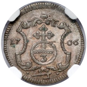 August II Mocny, 3 halerze 1706 ILH, Drezno