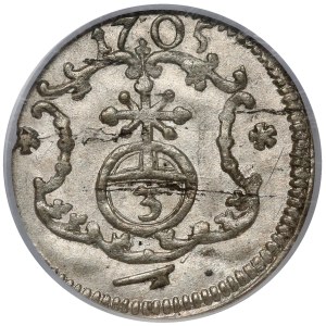 August II Mocny, 3 halerze 1705 ILH, Drezno