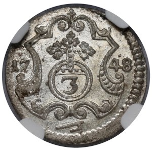 August III Sas, 3 halerze 1748 FWóF, Drezno