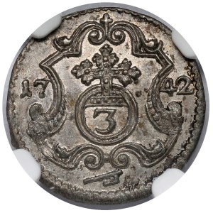 August III Sas, 3 halerze 1742 FWóF, Drezno