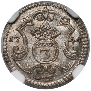 August III Sas, 3 halerze 1744 FWóF, Drezno
