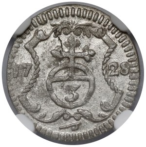Auguste II le Fort, 3 haleres 1728 IGS, Dresde