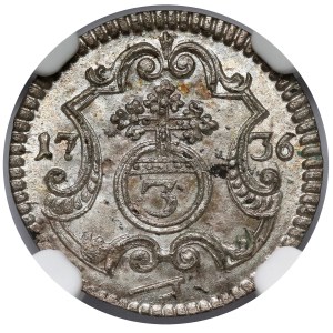 August III Sas, 3 halerze 1736 FWóF, Drezno