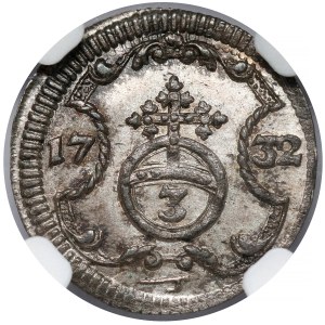 August II Mocny, 3 halerze 1732 IGS, Drezno