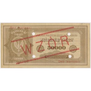 50.000 mkp 1923 - WZÓR - A 1234500 / 6789000 - z perforacją