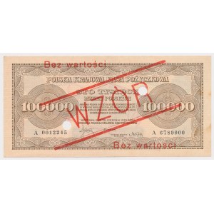 100.000 mkp 1923 - WZÓR - A 0012345 / 6789000 - z perforacją