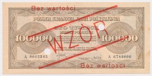 100,000 mkp 1923 - MODEL - A 0012345 / 6789000 - with perforation.