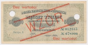 500,000 mkp 1923 - MODEL - X 012345 / 6789000 - with perforation.