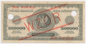 500,000 mkp 1923 - MODEL - X 012345 / 6789000 - with perforation.