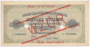 500,000 mkp 1923 - MODEL - A 1234500 / 6789000 - with perforation.