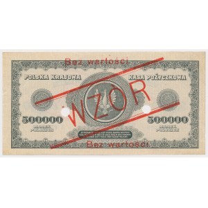 500.000 mkp 1923 - WZÓR - A 1234500 / 6789000 - z perforacją