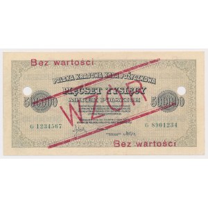 500.000 mkp 1923 - WZÓR - G 1234567 / 8901234