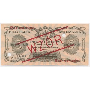 5 mln mkp 1923 - WZÓR - B 1234500 / 6789000 - perforacja pozioma