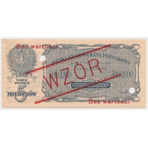 5 mln mkp 1923 - WZÓR - B 1234500 / 6789000 - perforacja pozioma