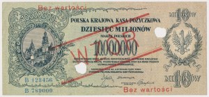 10 millions mkp 1923 - MODEL - B 123456 / 789000