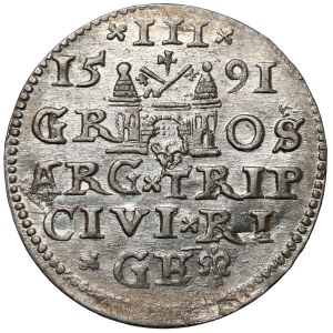 Zygmunt III Waza, Trojak Ryga 1591 - jabłko w koronie