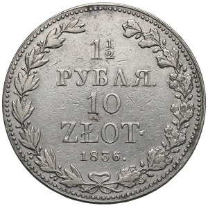 1-1/2 rubla = 10 złotych 1836 MW, Warszawa - bez kreski ułamkowej