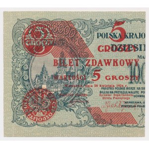 5 groszy 1924 - lewa połowa